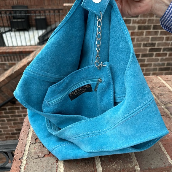 Blue Suede Shoulder Bag, Brand-Borse in Pelle- Women. - Picture 5 of 7
